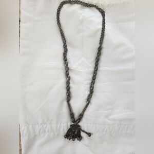 Dark Metal Beaded Pendant Necklace